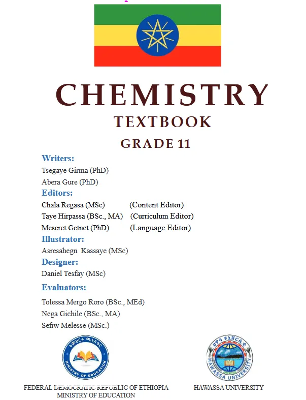 Download Ethiopian new Curriculum grade 11 chemistry Student Textbook PDF